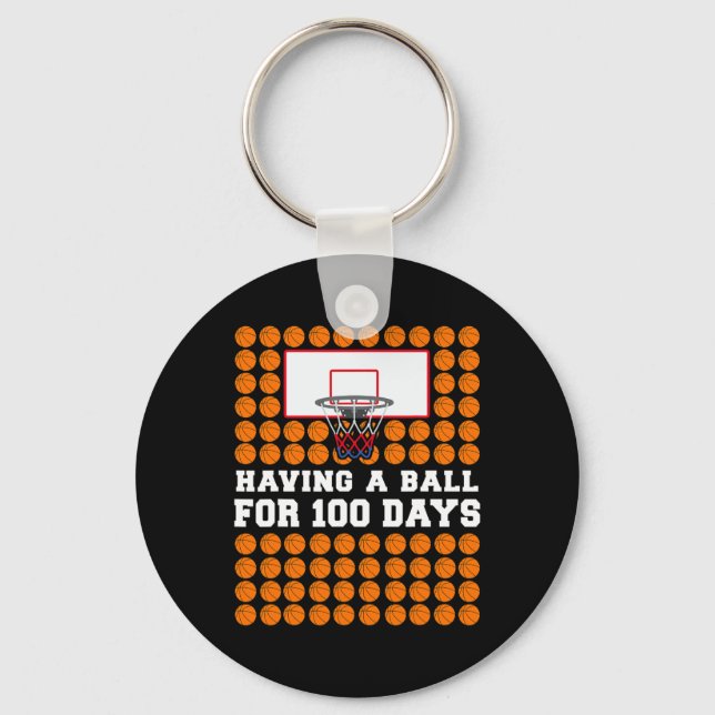 Chaveiro Dias De Bolas De 100º Dia De Basquete Escolares (Frente)