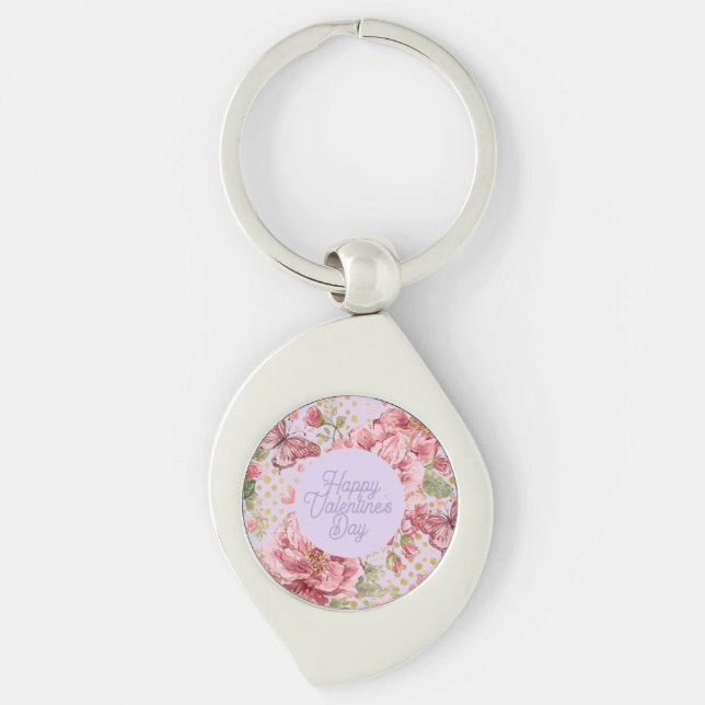 Chaveiro Dias dos Namorados, Elegante, Padrão de Flores de  (Frente)