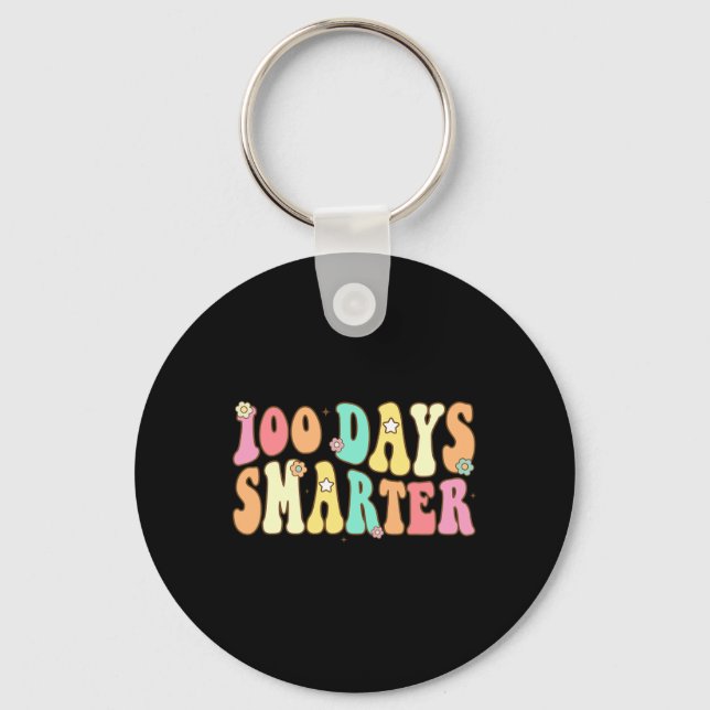 Chaveiro Dias Mais Inteligentes Felizes 100.º Dia de Groovy (Frente)