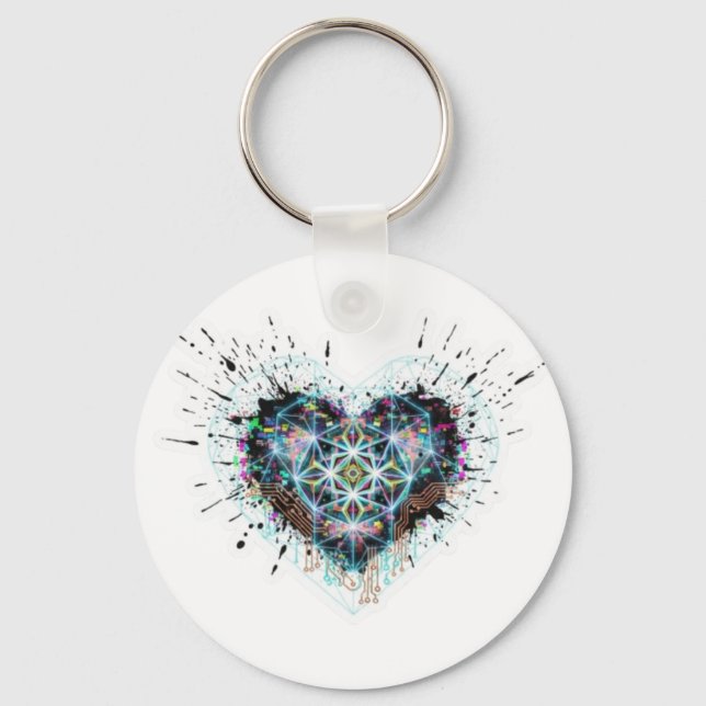 Chaveiro Digital Heart Sacred Geometry Heart Design  (Frente)