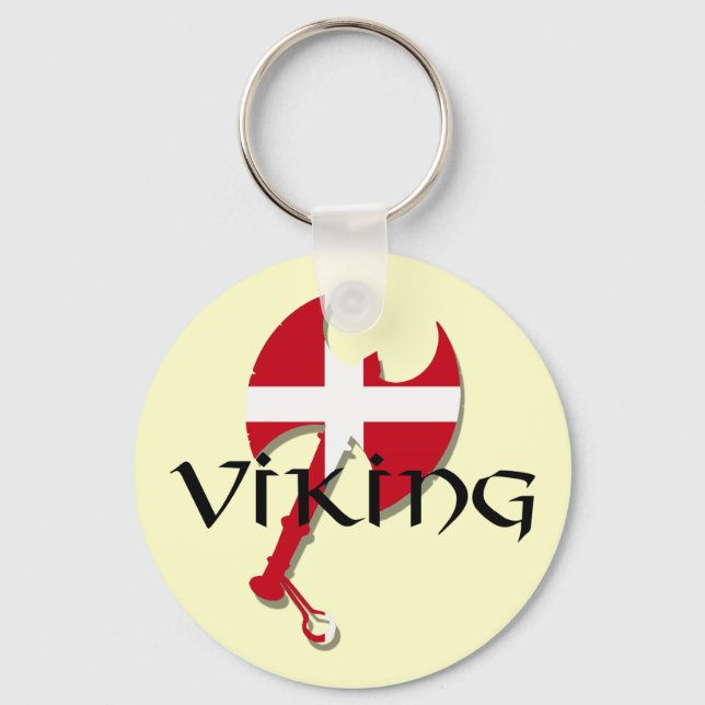 Chaveiro Dinamarquês Viking Denmark flag Ax (Frente)
