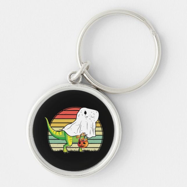 Chaveiro Dino Fantasma Engraçado Halloween (Frente)