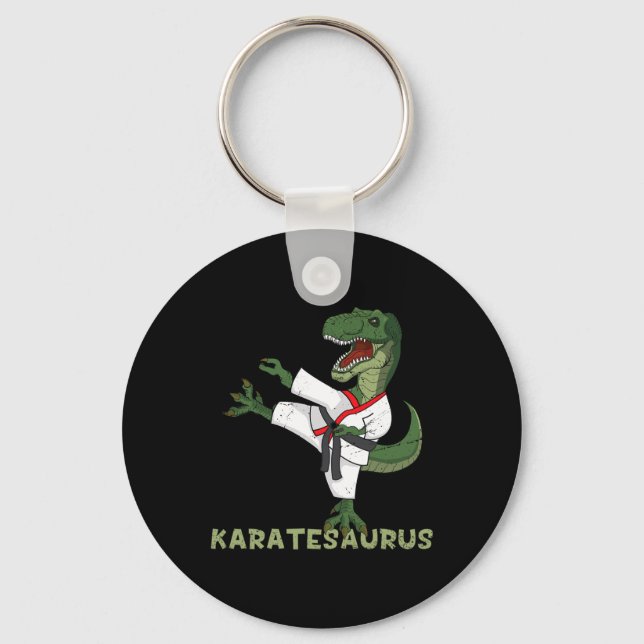 Chaveiro Dinosauro de Karatê Engraçado Karatesaurus T-rex G (Frente)