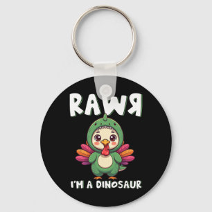 Chaveiro Dinossauro de Ação de Graças Peru Rawr Eu Sou Um D