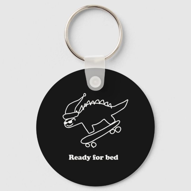 Chaveiro Dinossauro de Skate Pronto Para Dormir  (Frente)