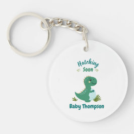Chaveiro Dinossauro Editável Chá Bebê Atacando em breve