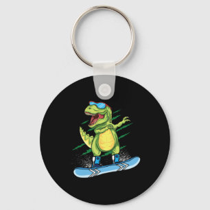 Chaveiro Dinossauro Legal Andando de Snowboard Dabbing T Re