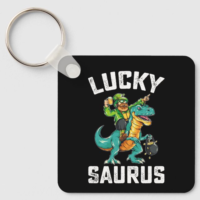 Chaveiro Dinossauro Lucky Saurus T Rex Dia de São Patrício (Frente)