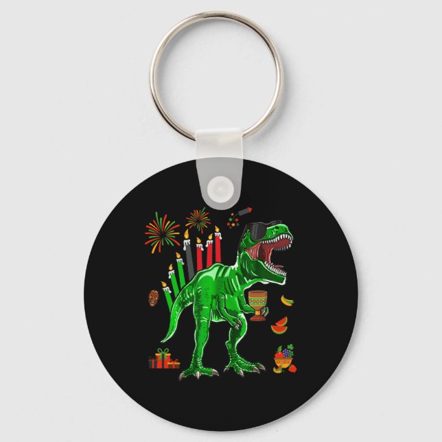 Chaveiro Dinossauro T-rex Happy Kwanzaa Sete Princípios De  (Frente)