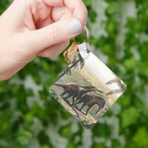 Chaveiro Dinossauros Vintage, Amargasaurus com Palmeiras