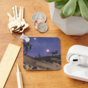 Chaveiro Dinossauros Vintage, Dilophossauro numa Noite Estr