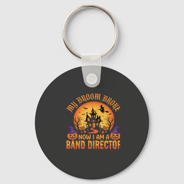 Chaveiro Diretor de Banda de Halloween Vassoura de Bruxa Ca (Frente)
