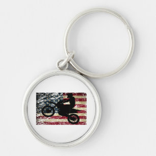 Chaveiro Dirt Bike USA Flag T-Shirt Motocross American Flag
