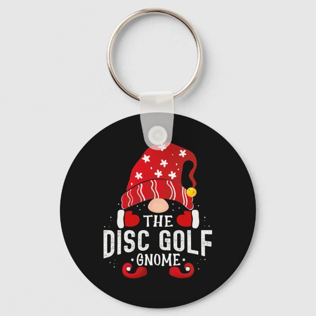 Chaveiro Disc Golf Gnome Correspondente Roupas De Natal Par (Frente)