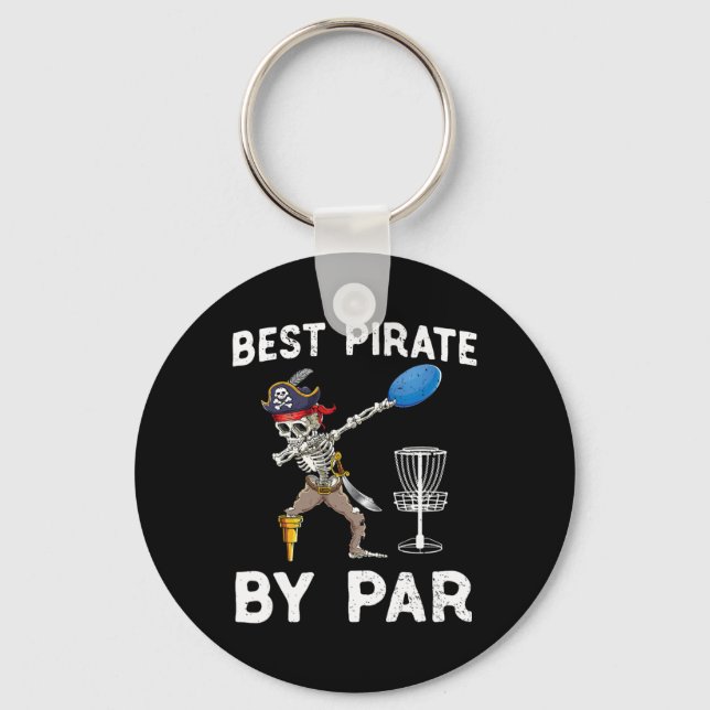 Chaveiro Discos de golfe engraçados de pirata de Halloween  (Frente)