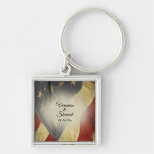 Chaveiro Distressed American Flag Names and Date