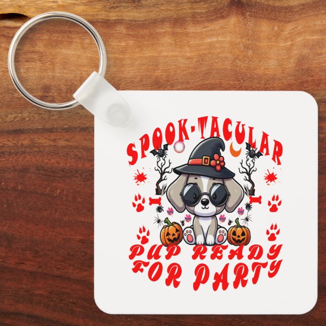 Chaveiro Diversão de Design de Abóbora de Cachorro de Hallo (Frente)