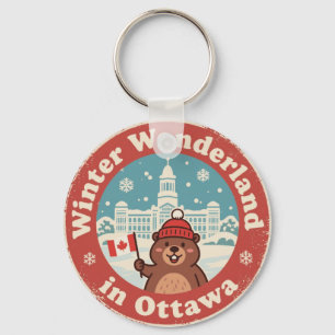 Chaveiro Diversão de Inverno do Castor Retro Ottawa
