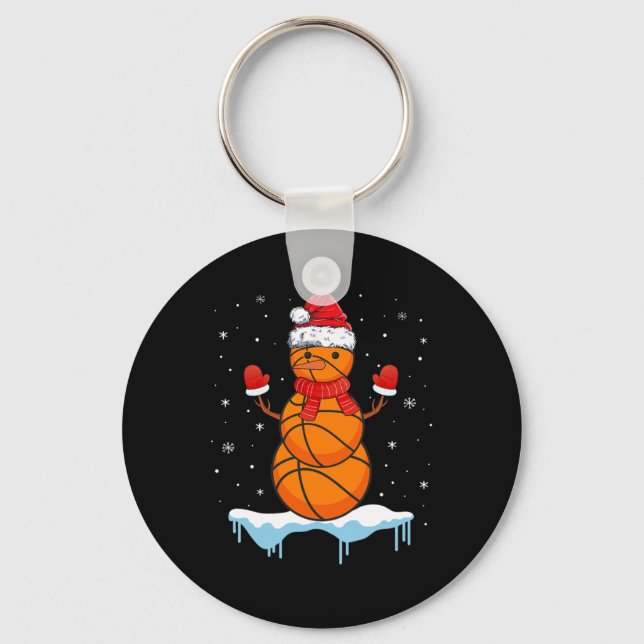 Chaveiro Diversão de Papais noeis de basquete de Natal Snow (Frente)