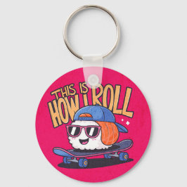 Chaveiro Diversão Kawaii Sushi no skate