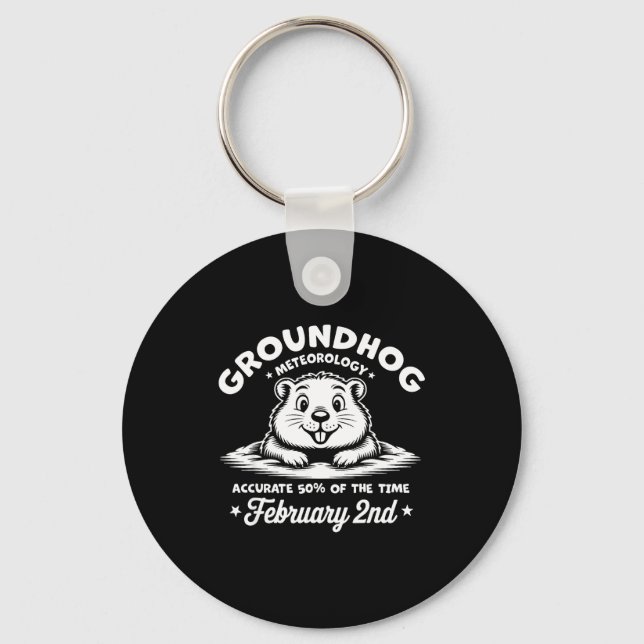 Chaveiro Divertido Feliz Dia do Groundhog 2 de Fevereiro Me (Frente)