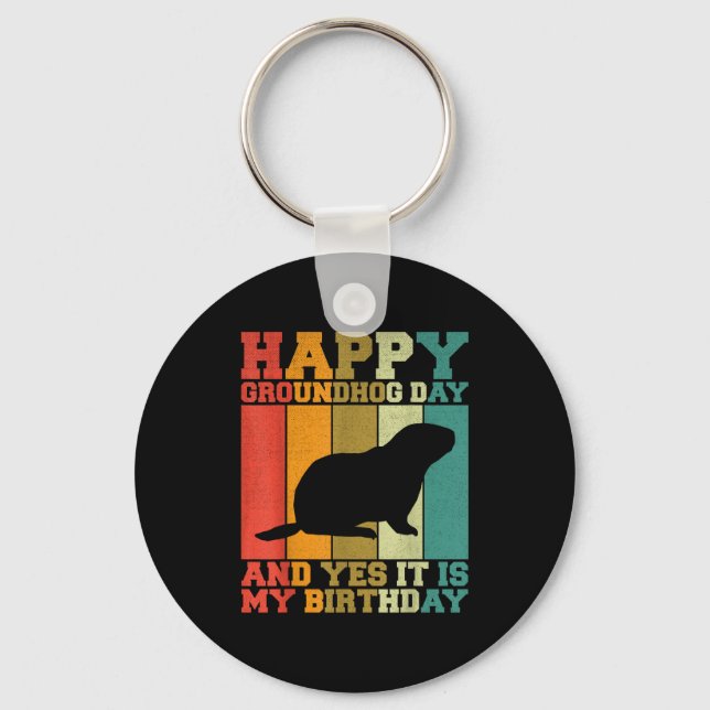 Chaveiro Divertido Feliz Dia do Marmota Sim É Meu Aniversár (Frente)