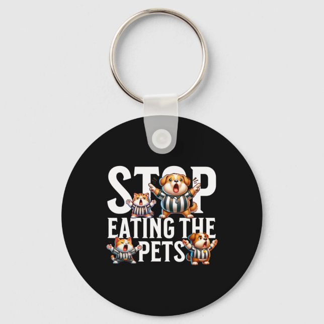 Chaveiro Divertido Pare de Comer os Cães e Gatos Springfiel (Frente)