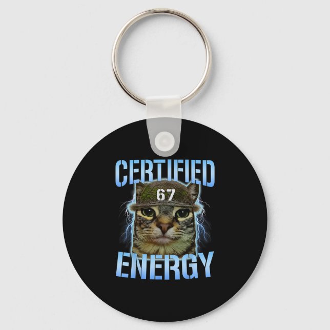 Chaveiro Divertido Seis Sete 67 Meme Certificado Energia Ma (Frente)