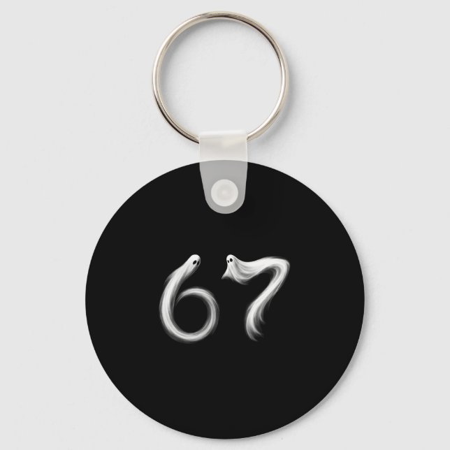 Chaveiro Divertido Seis Sete 6 7 Meme 67 Design Fantasma Ha (Frente)