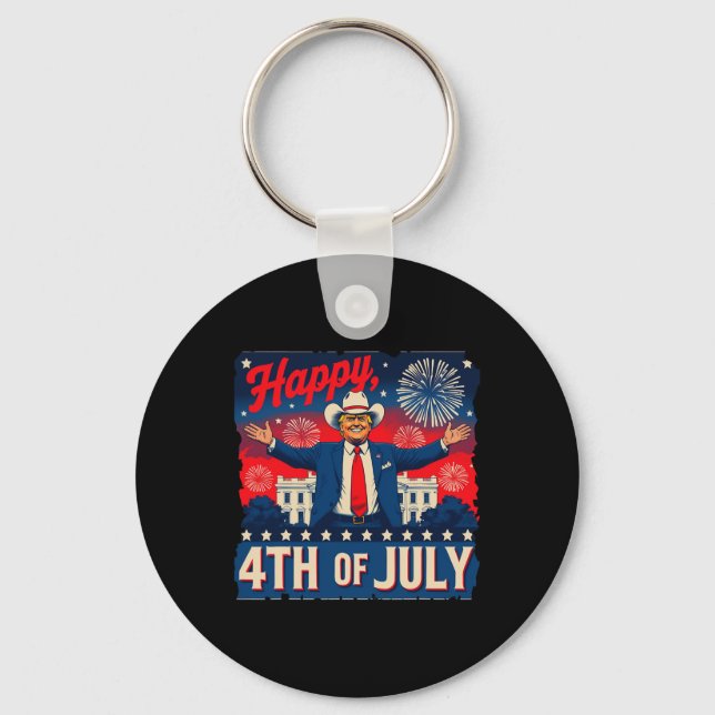 Chaveiro Divertido Trump Feliz 4 de Julho  (Frente)
