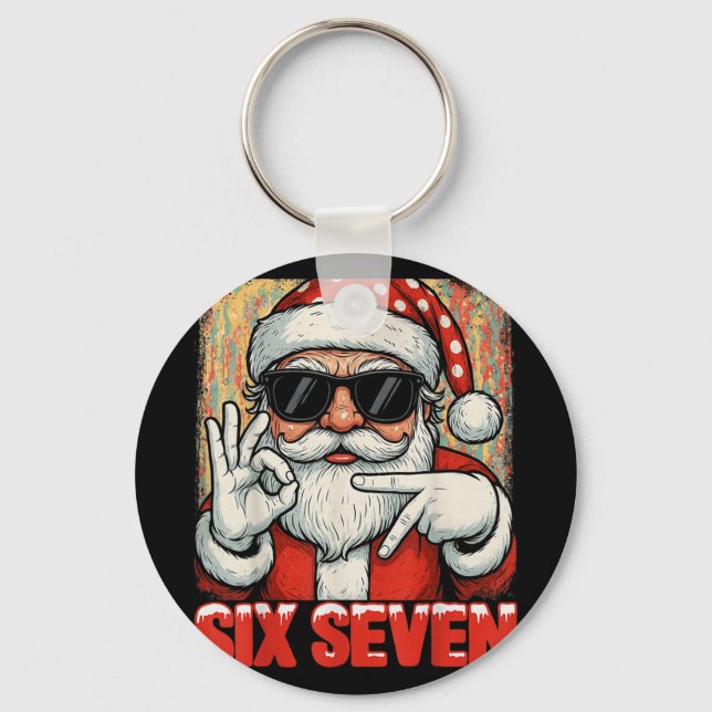 Chaveiro Dizendo engraçado seis sete meme natal frio Santa  (Frente)