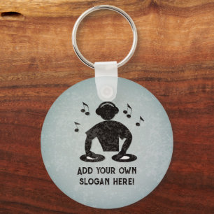 Chaveiro DJ - Disk Jockey - Cara de som com seu texto perso