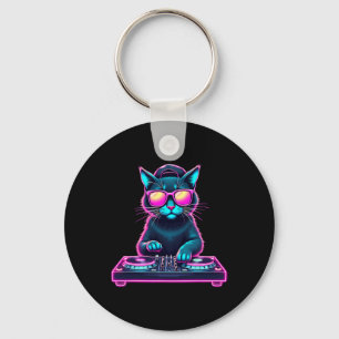 Chaveiro Dj House Cat Rainbow Dj Cat Gatinho