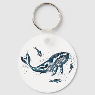 Chaveiro do Botão Baleia de Aquarela