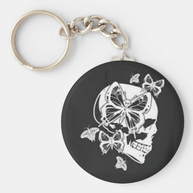 Chaveiro do botão Butterfly & Skull (Frente)