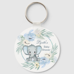 Chaveiro do Botão Chá de fraldas do Elefante Azu