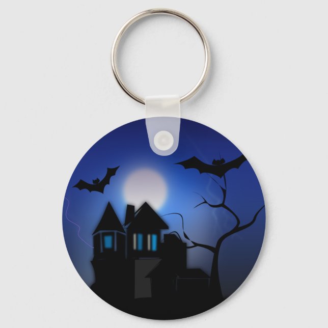 Chaveiro do Botão de Mansão Assombrado Spooky Moon (Frente)