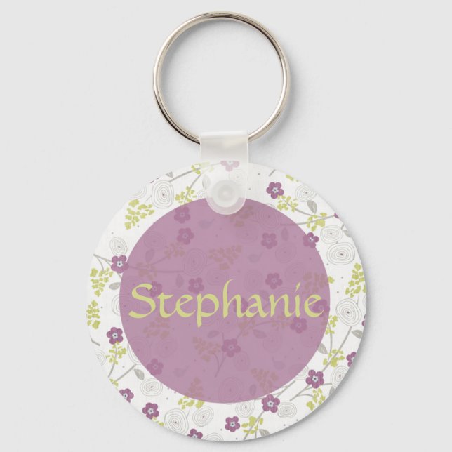 Chaveiro do Botão de Nome Personalizável da Plumer (Frente)