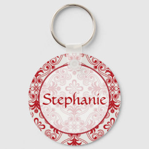 Chaveiro do botão de nome personalizável do Damasc