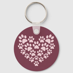 Chaveiro do botão do coração de Pawprint