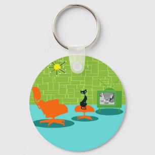 Chaveiro do botão do Gatinho da idade do espaço