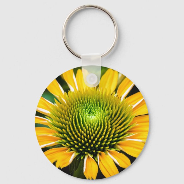 Chaveiro do botão do ventilador amarelo sunburst (Frente)