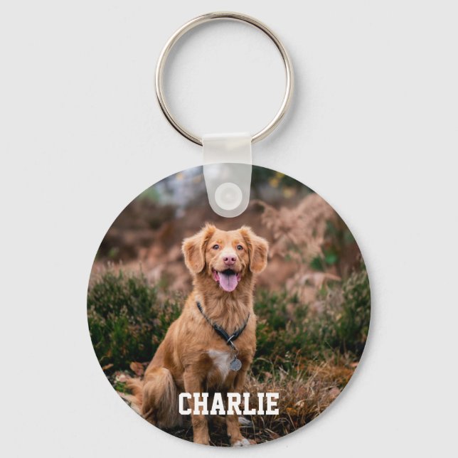 Chaveiro do Cão de Foto Pet Personalizado (Frente)