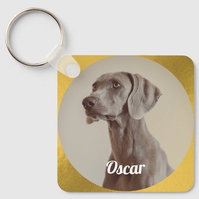 Chaveiro do Cão de Foto Pet Personalizado (Frente)