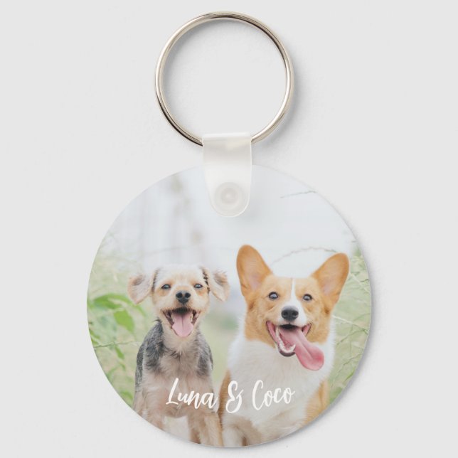 Chaveiro do Cão de Foto Pet Personalizado (Frente)