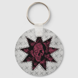 Chaveiro do crânio do punk (rosa escuro)