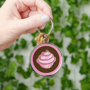 Chaveiro do Cupcake de espiral rosa
