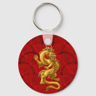 Chaveiro do Dragão Dourado chinês