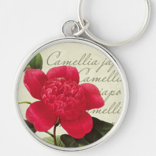 Chaveiro Do impressão botânico vermelho da camélia de