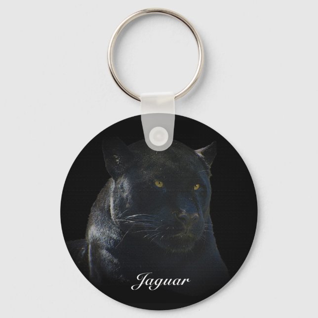 Chaveiro do Jaguar Selvagem de Gato Negro (Frente)